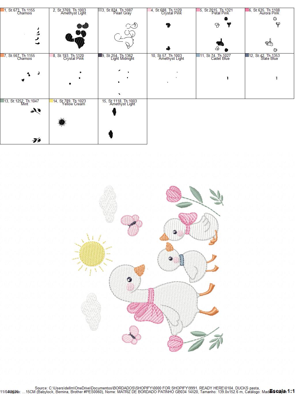 Goose Family embroidery designs - Ducks with flowers machine embroidery pattern - Farm ranch animals  - Instant digital download pes jef dst (Copy) Marcia Embroidery