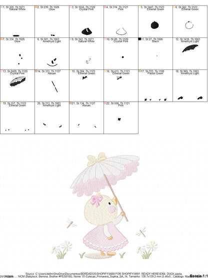 Baby Girl Duck embroidery design - Lake water animal with flowers machine embroidery pattern - Baby Girl file - Instant digital download pes jef