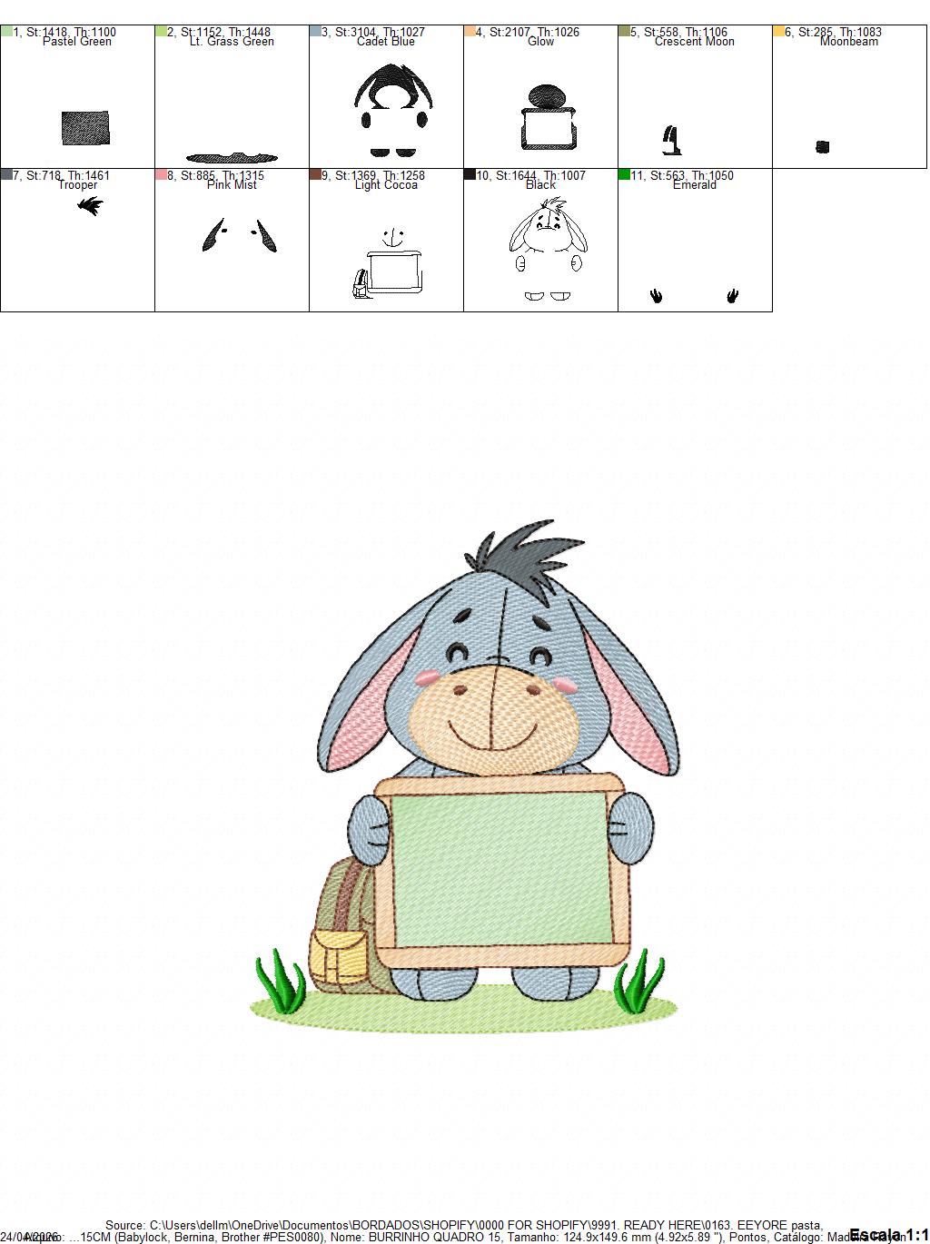 Eeyore embroidery design - Winnie the Pooh Bear Cartoon machine embroidery pattern - Baby boy and girl file - Instant digital download pes jef - Marcia Embroidery