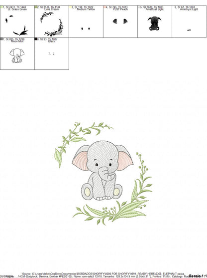 Elephant embroidery design - Safari Wild Animal machine embroidery pattern - Instant digital download pes jef dst