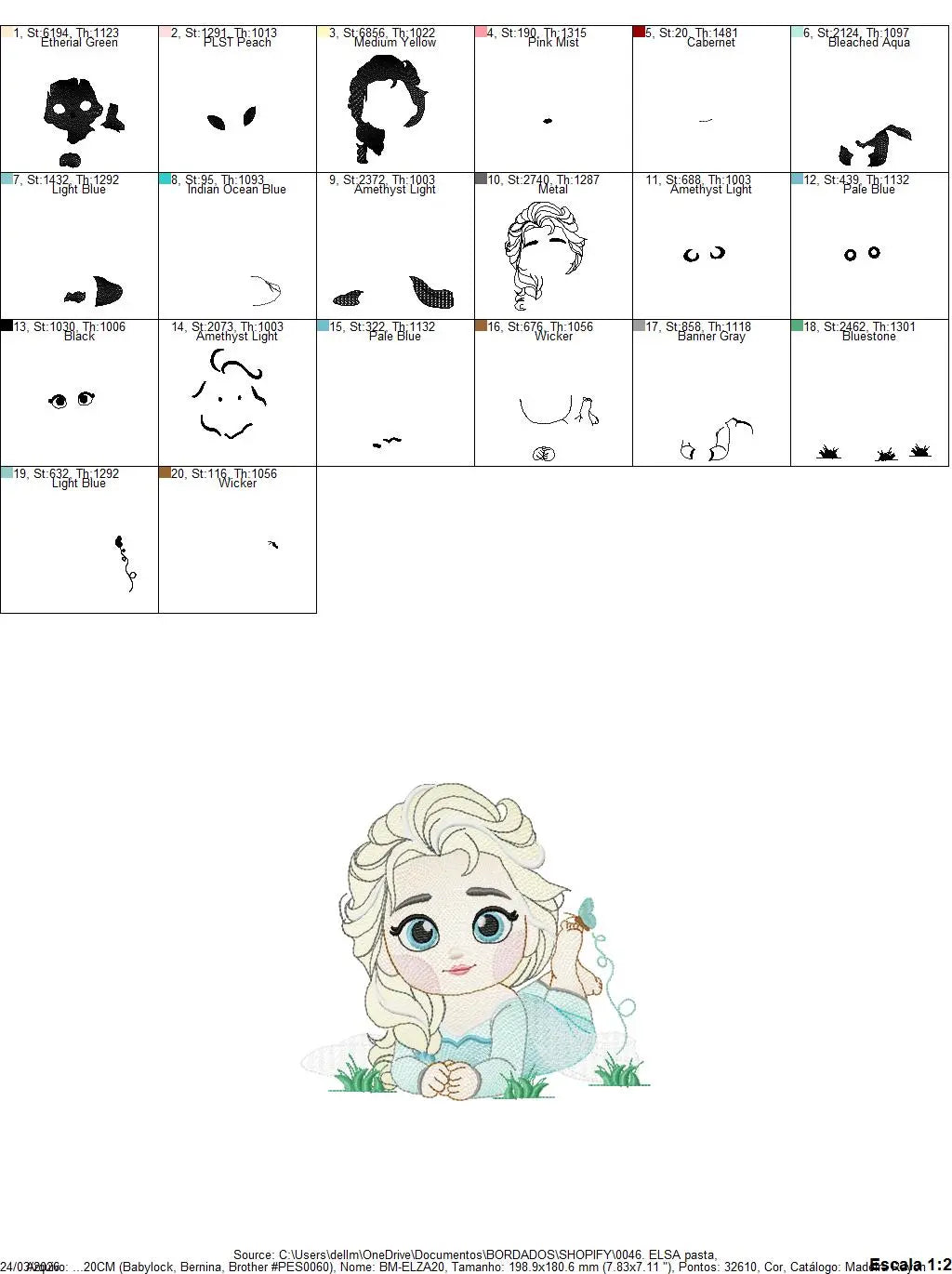 Elsa embroidery designs - Disney princess machine embroidery patterns - Baby girl file - Instant digital download pes jef dst exp hus vp3 Marcia Embroidery