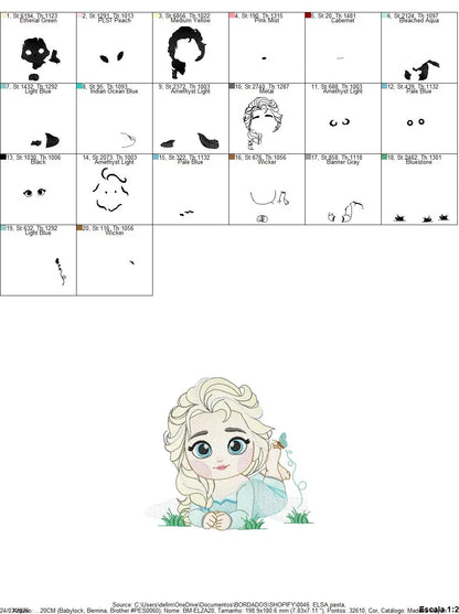 Elsa embroidery designs - Disney princess machine embroidery patterns - Baby girl file - Instant digital download pes jef dst exp hus vp3 Marcia Embroidery