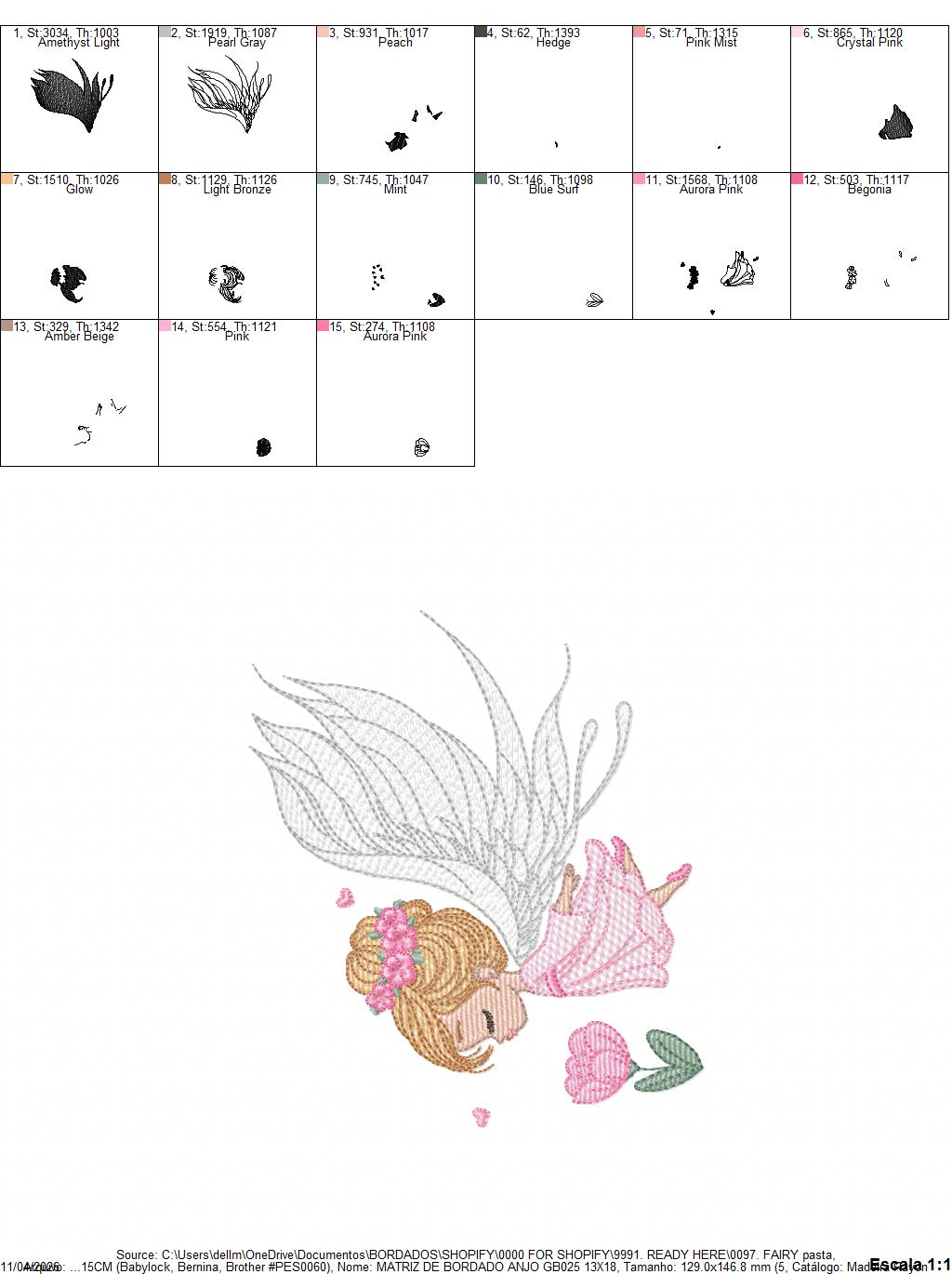 Fairy with curly hair and flower embroidery designs - Baby girl with wings and wand machine pattern - Magical Pixie - Instant download pes (Copy) Marcia Embroidery