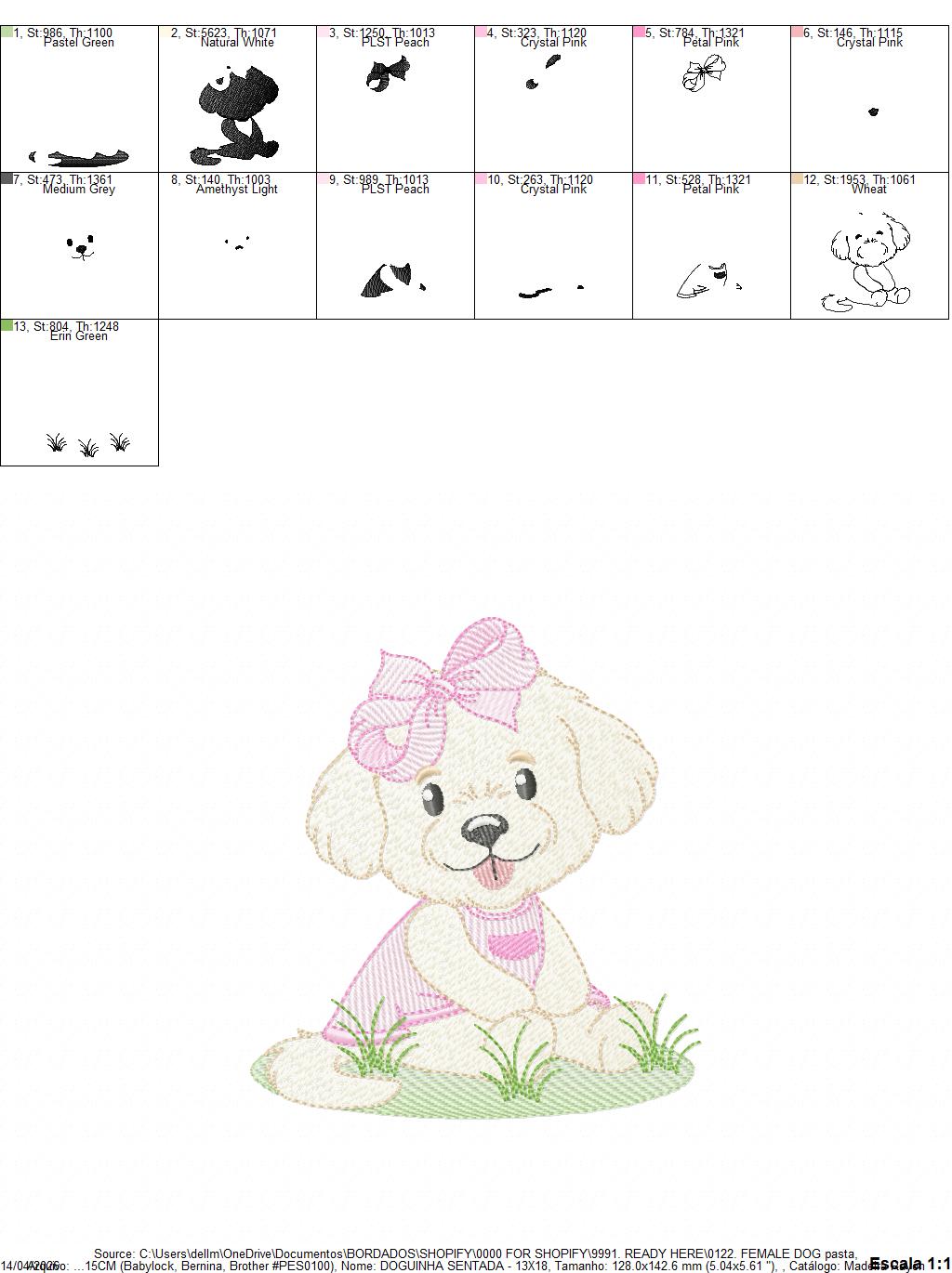 Female Dog embroidery designs - Doggie embroidery design machine embroidery pattern - Puppy embroidery - Pet embroidery - instant download (Copy) Marcia Embroidery