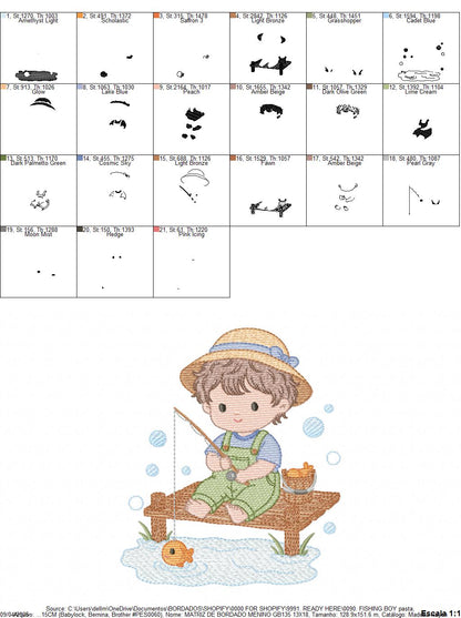 Baby boy embroidery design - Fishing boy embroidery designs machine embroidery pattern - Children toddler embroidery - instant download pes (Copy) Marcia Embroidery