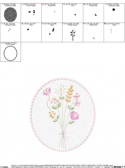 Floral frame embroidery designs - Flower and Butterfly machine embroidery pattern - Floral bouquet Kitchen Towel - Instant digital download (Copy) Marcia Embroidery