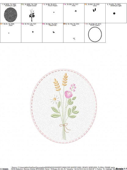 Floral frame embroidery designs - Flower and Butterfly machine embroidery pattern - Floral bouquet Kitchen Towel - Instant digital download pes jef (Copy) Marcia Embroidery