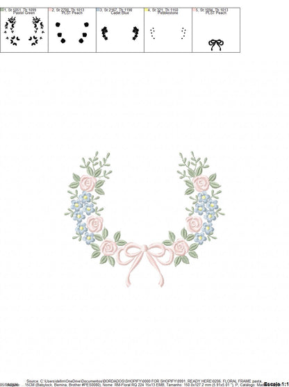 Monogram Floral Frame embroidery design - Roses  and Flowers Frame machine embroidery pattern - Floral wreath garland file - Instant download pes jef Marcia Embroidery