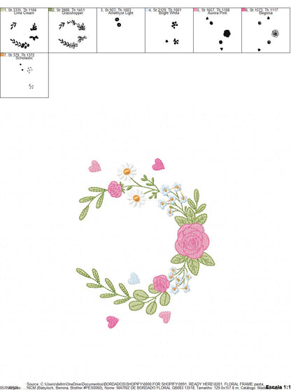 Monogram Floral Frame embroidery designs - Roses Frame machine embroidery pattern - Floral wreath garland file - Instant download pes jef (Copy) Marcia Embroidery