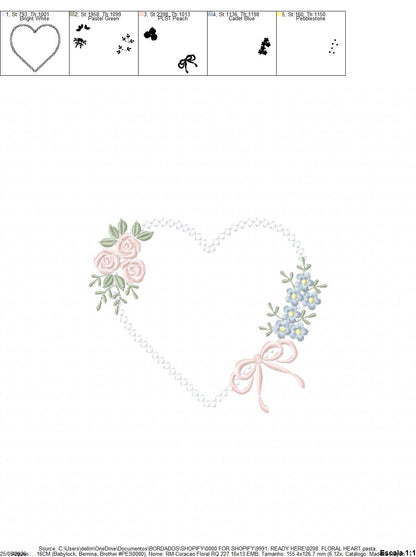 Heart with flowers embroidery designs - Floral heart frame machine embroidery pattern - Baby girl file - Instant digital download pes jef (Copy) Marcia Embroidery