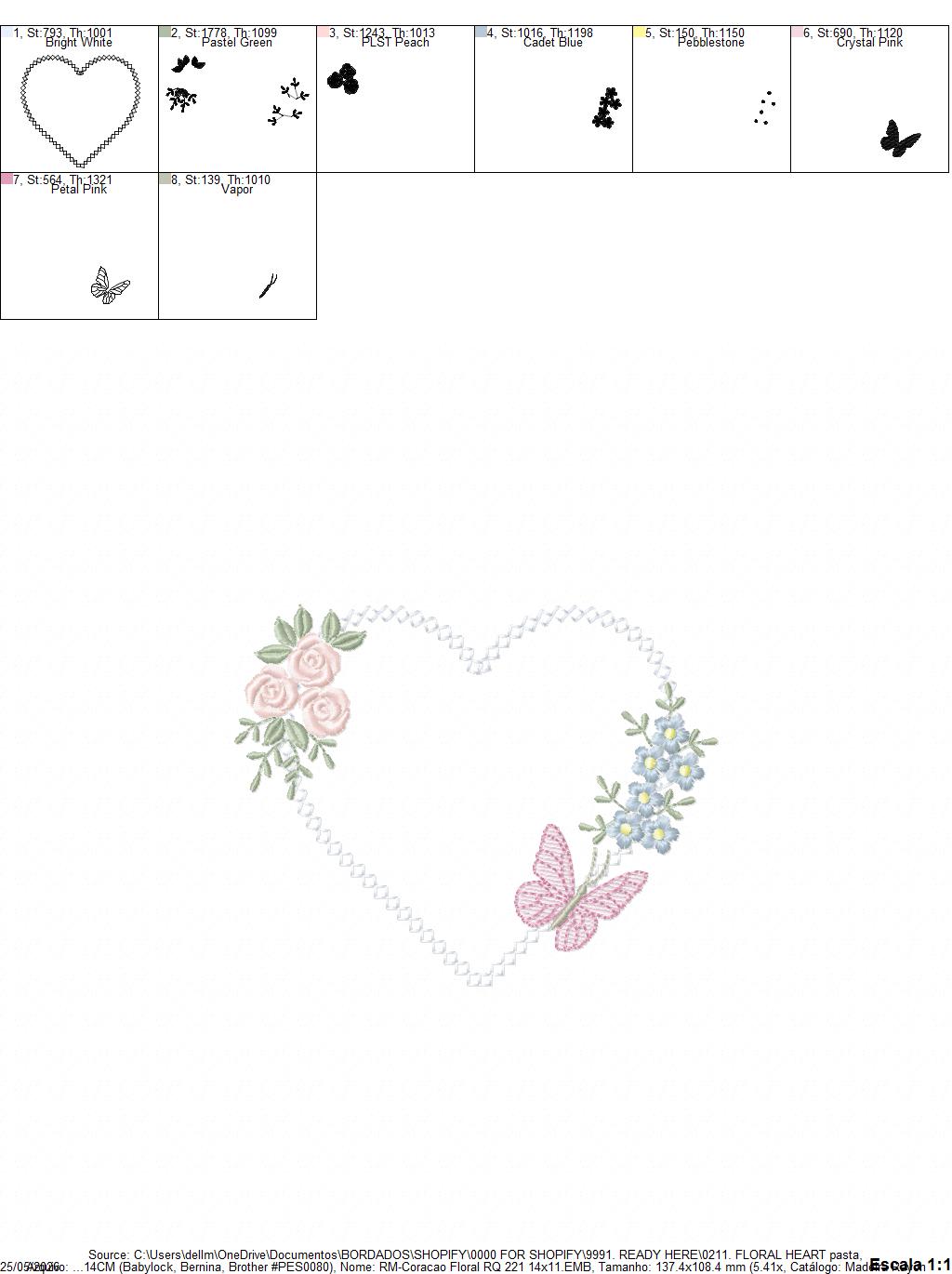 Heart with flowers embroidery designs - Floral heart frame machine embroidery pattern - Baby girl file - Instant digital download pes jef (Copy) (Copy) Marcia Embroidery