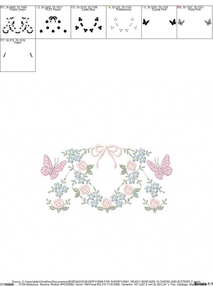 Flower with lace embroidery designs - Roses with butterfly embroidery machine embroidery pattern - Floral Kitchen towel - instant download (Copy) Marcia Embroidery