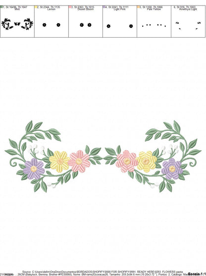 Floral flowers embroidery design - flowers frame machine embroidery pattern - Baby girl file - Instant digital download pes jef (Copy) Marcia Embroidery