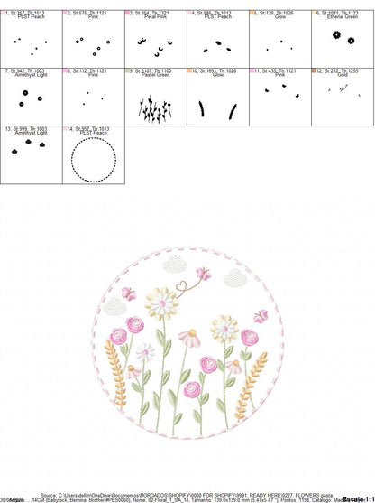 Flower Garden embroidery designs - Flower and Butterfly machine embroidery pattern - Floral bouquet Kitchen Towel - Instant digital download (Copy) Marcia Embroidery