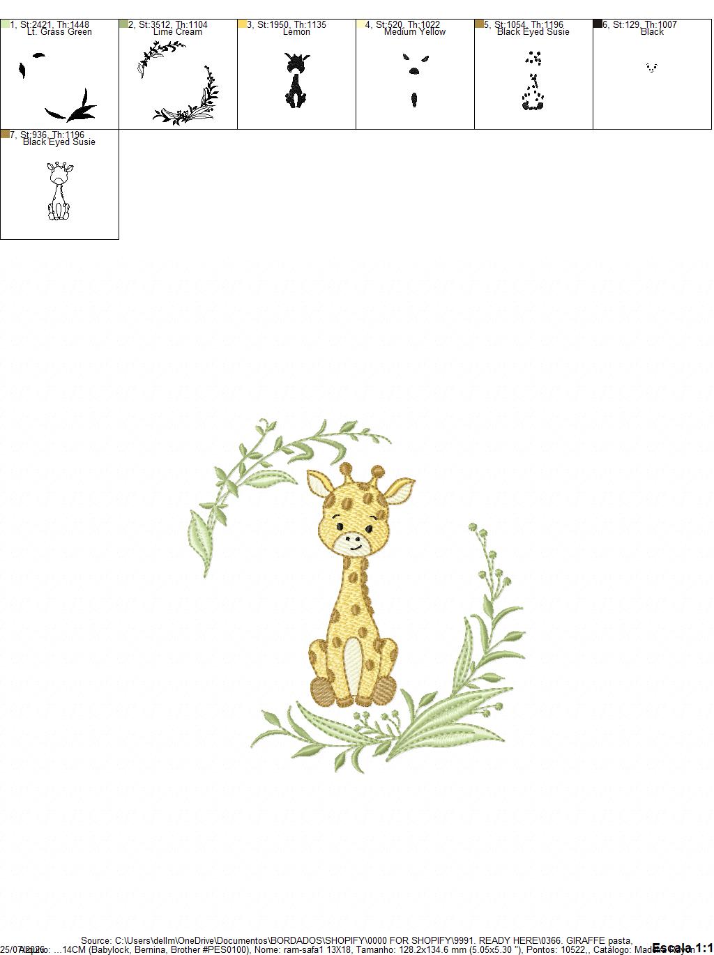 Giraffe embroidery design - Safari Wild Animal machine embroidery pattern - Instant digital download pes jef dst