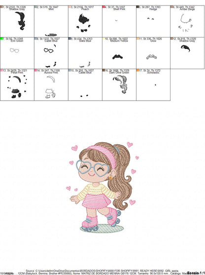 Girl embroidery designs - Flower girl embroidery design machine embroidery pattern - girl with flowers embroidery file butterfly embroidery (Copy) Marcia Embroidery