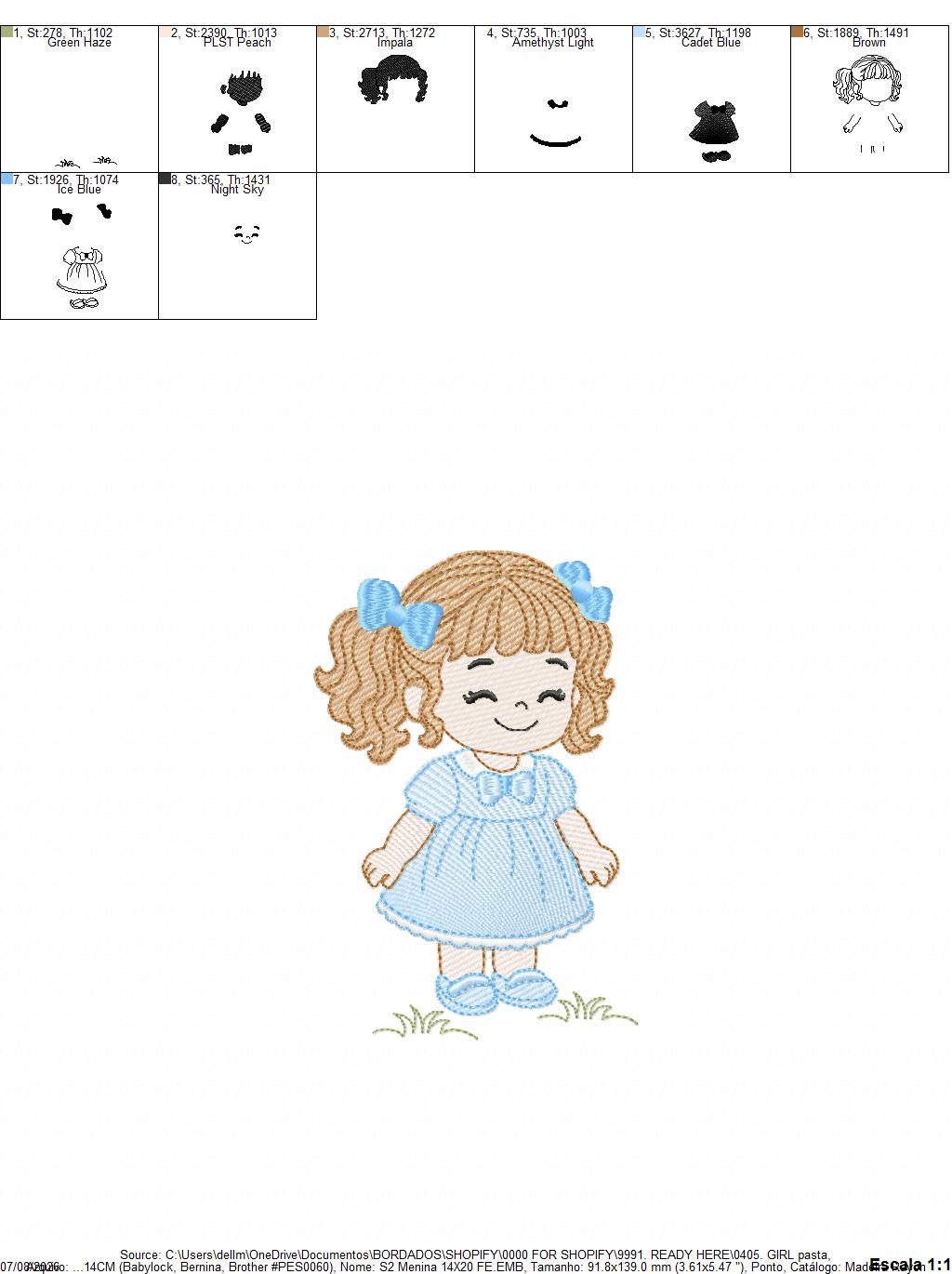 Baby girl embroidery designs - Toddler embroidery design machine embroidery pattern - Girl with curly hair - instant download