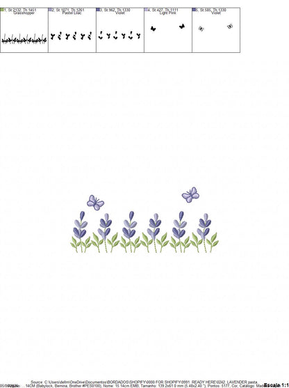 Flower garden embroidery design - Lavender flowers with butterflies machine embroidery pattern -  Kitchen Tea towel - Instant download pes (Copy) Marcia Embroidery