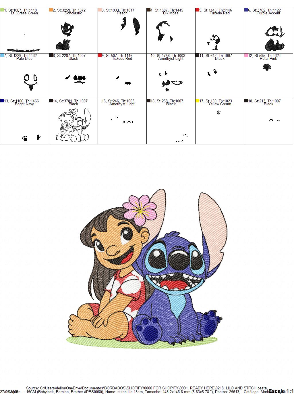 Stitch embroidery design - Lilo and Stitch Cartoon machine embroidery pattern - Baby boy and girl file - Instant digital download pes jef (Copy) Marcia Embroidery
