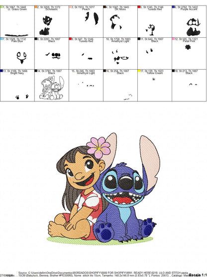 Stitch embroidery design - Lilo and Stitch Cartoon machine embroidery pattern - Baby boy and girl file - Instant digital download pes jef (Copy) Marcia Embroidery
