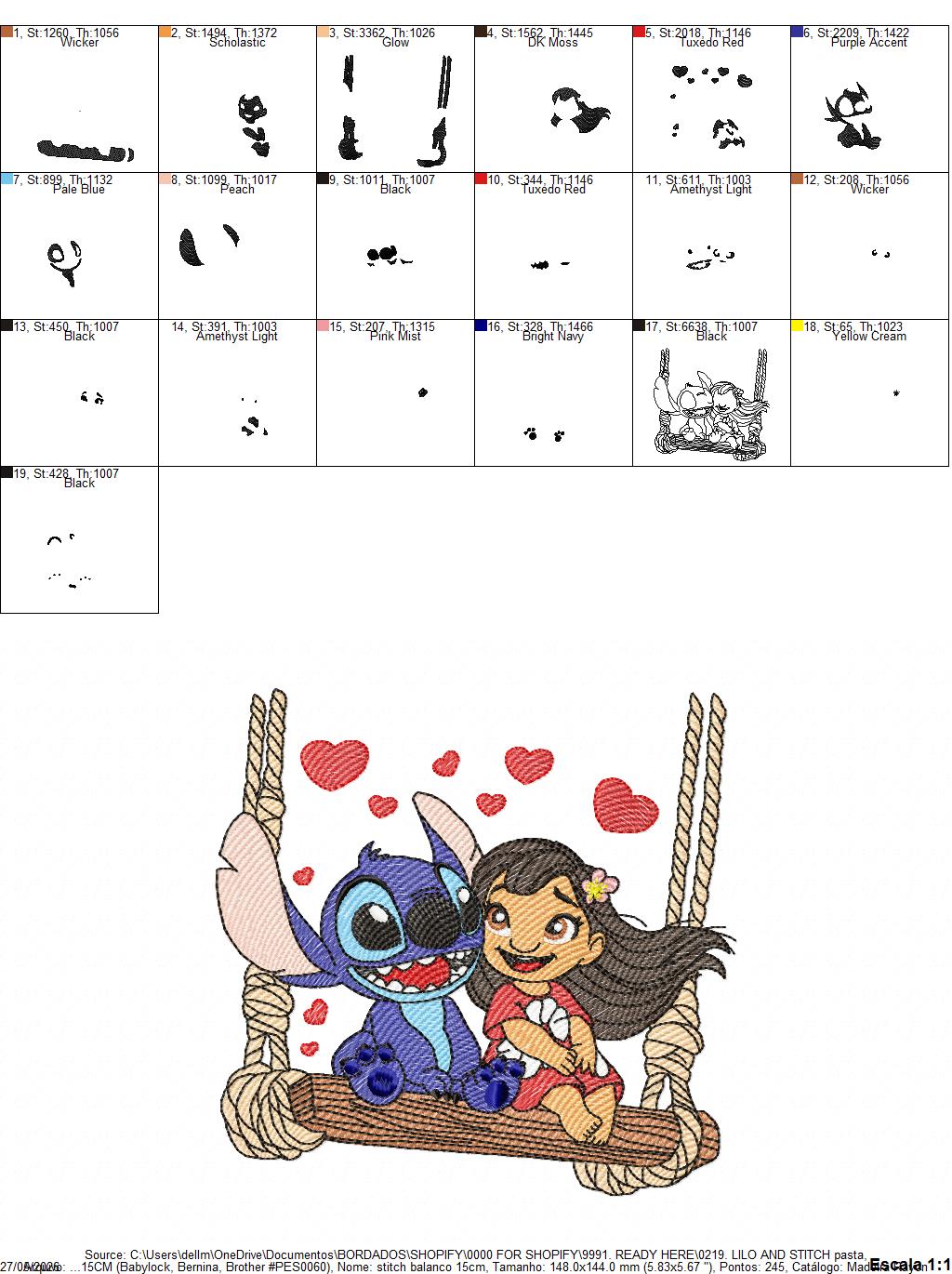 Stitch embroidery design - Lilo and Stitch Cartoon machine embroidery pattern - Baby boy and girl file - Instant digital download pes jef (Copy) Marcia Embroidery