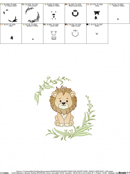 Lion embroidery design - Safari Wild Animal machine embroidery pattern - Instant digital download pes jef dst