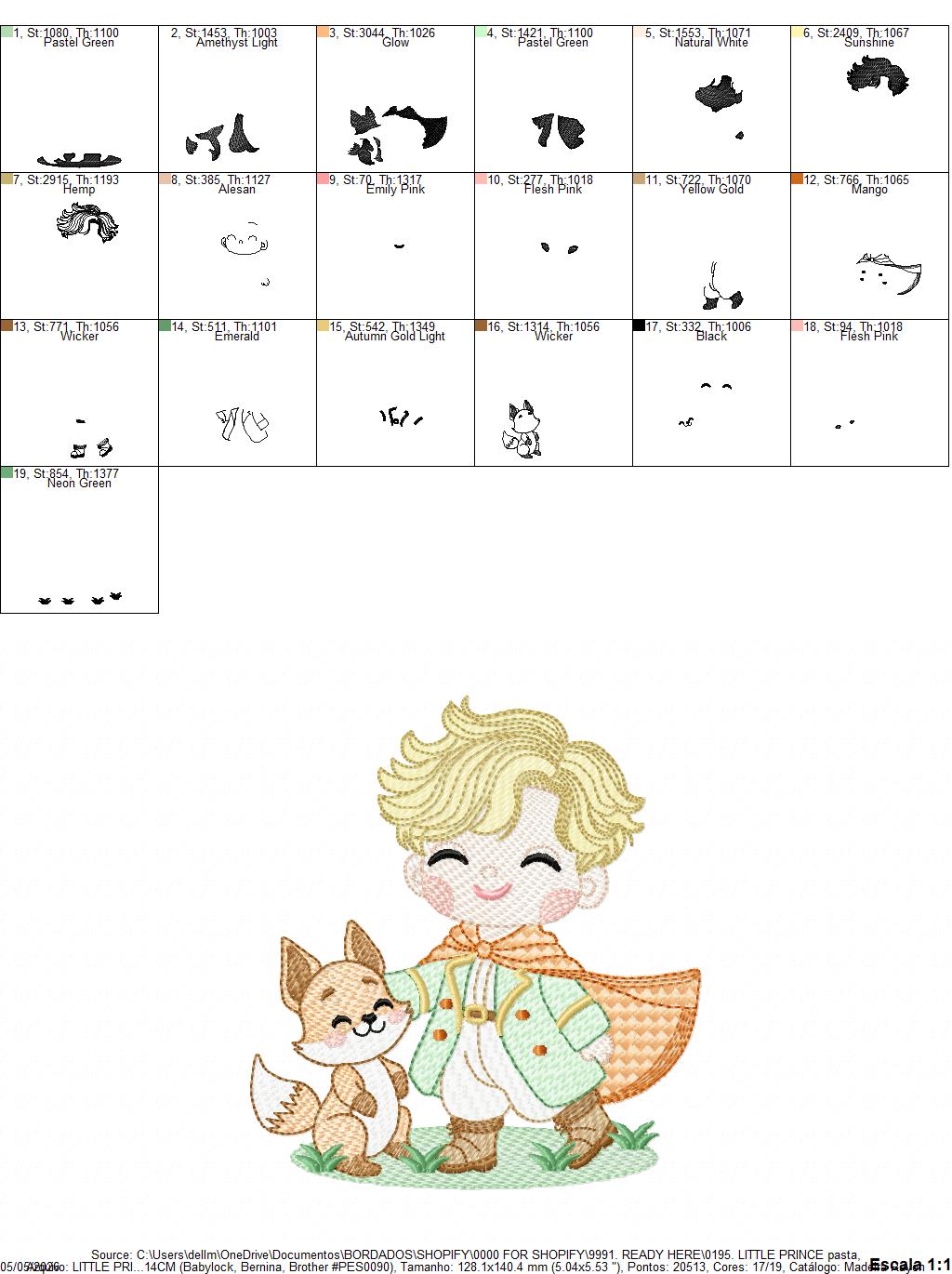 The Little Prince embroidery design - Little Prince with fox machine embroidery pattern - Baby boy and girl Fairytale file - Instant digital download pes jef Marcia Embroidery