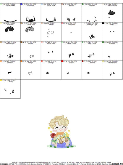 The Little Prince embroidery design - Little Prince with red rose machine embroidery pattern - Baby boy and girl Fairytale file - Instant digital download pes jef Marcia Embroidery