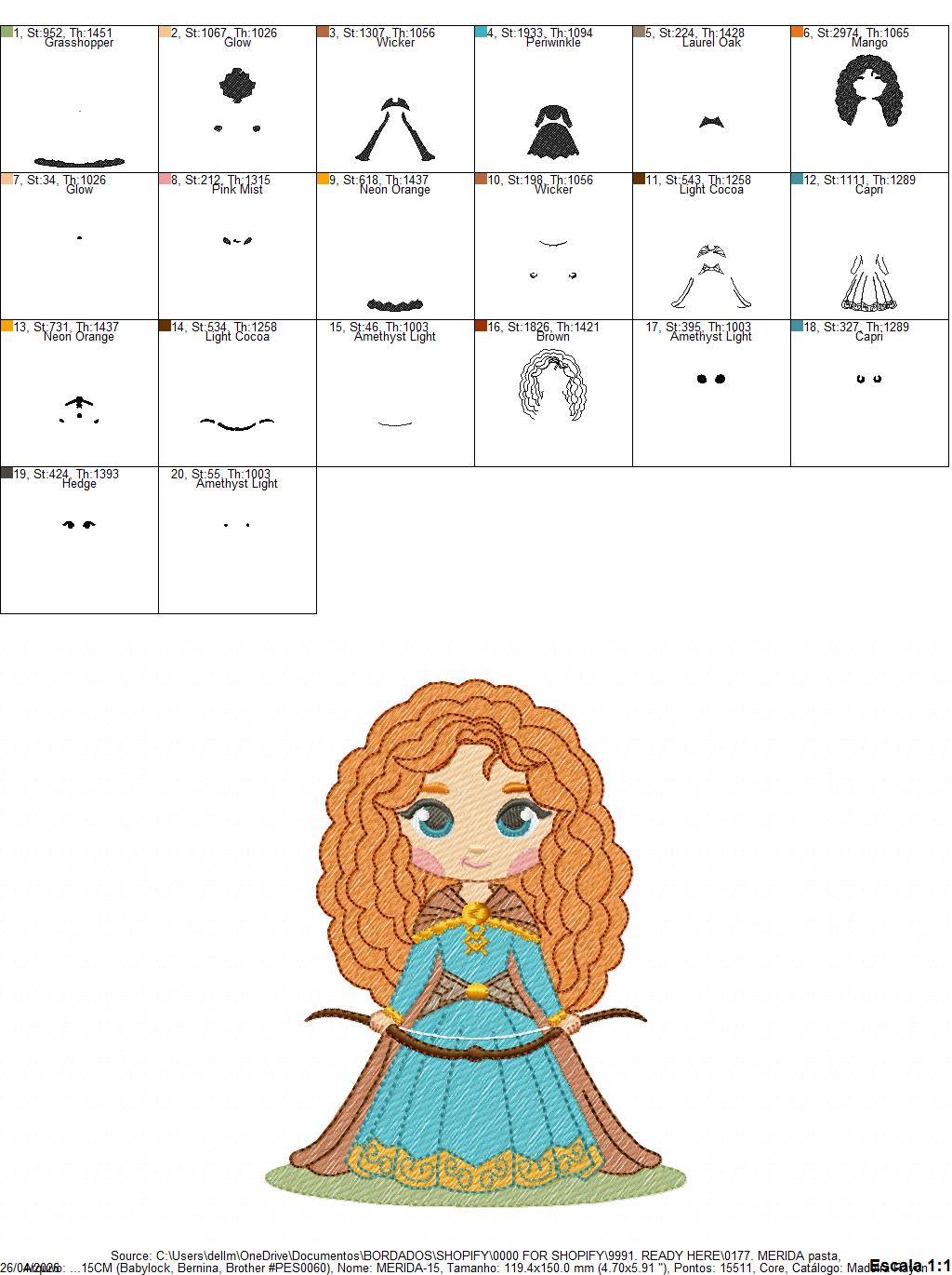 Brave Princess Merida embroidery designs - Disney Princess machine embroidery patterns - Baby girl boy file - Instant digital download pes jef dst exp hus vp3 (Copy) Marcia Embroidery