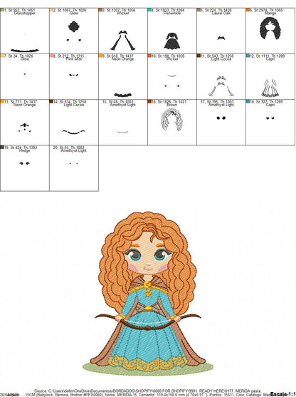 Brave Princess Merida embroidery designs - Disney Princess machine embroidery patterns - Baby girl boy file - Instant digital download pes jef dst exp hus vp3 (Copy) Marcia Embroidery