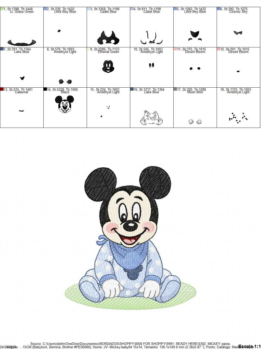 Baby Mickey embroidery design - Mickey Mouse machine embroidery pattern - Baby Boy file - Instant digital download pes jef dst