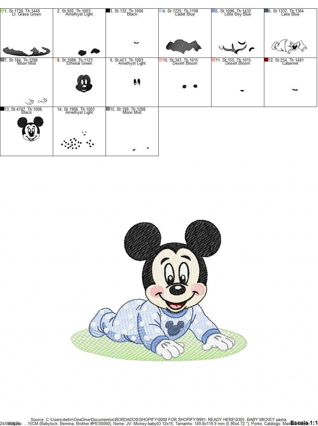 Baby Mickey embroidery design - Mickey Mouse machine embroidery pattern - Baby Boy file - Instant digital download pes jef dst