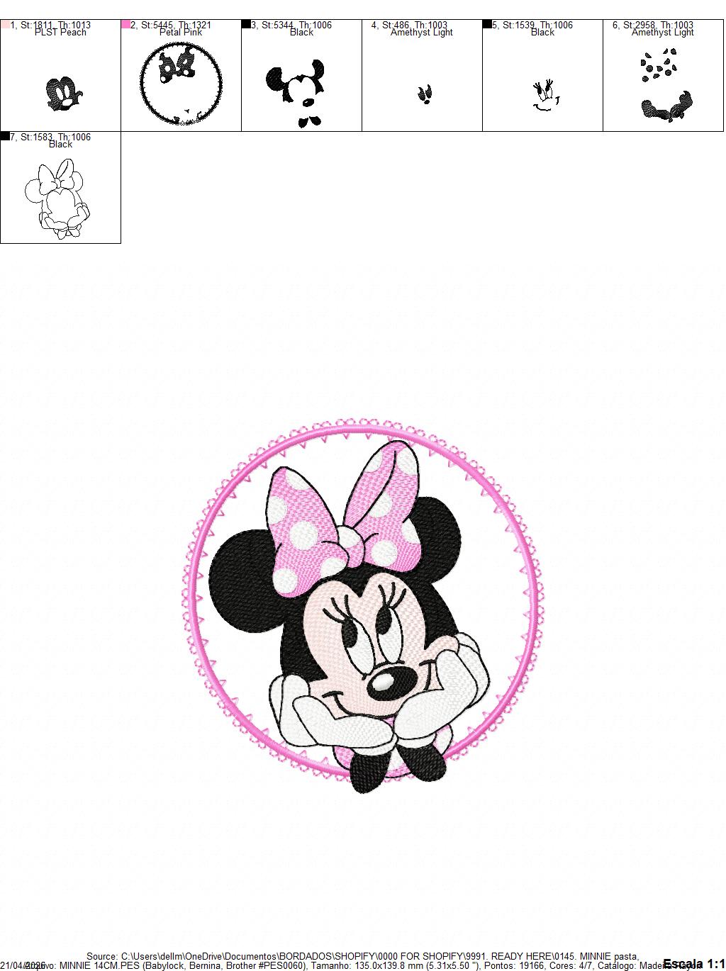 Minnie embroidery design - Minnie Mouse machine embroidery pattern - Baby Girl file - Instant digital download pes jef dst (Copy) Marcia Embroidery