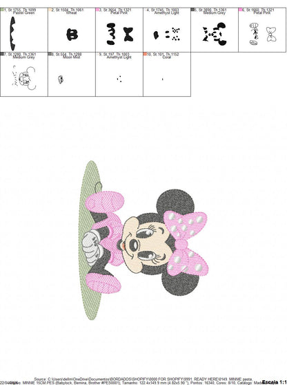 Minnie embroidery design - Minnie Mouse machine embroidery pattern - Baby Girl file - Instant digital download pes jef dst (Copy) (Copy) Marcia Embroidery