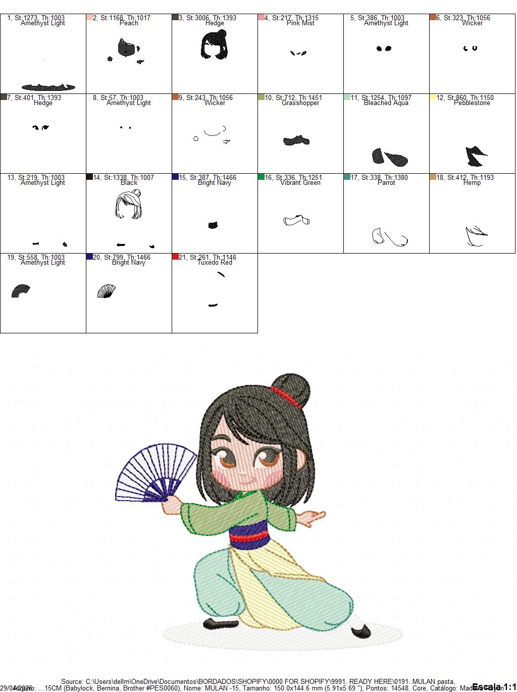 Mulan embroidery design - Disney Princess machine embroidery patterns - Instant digital download (Copy) Marcia Embroidery