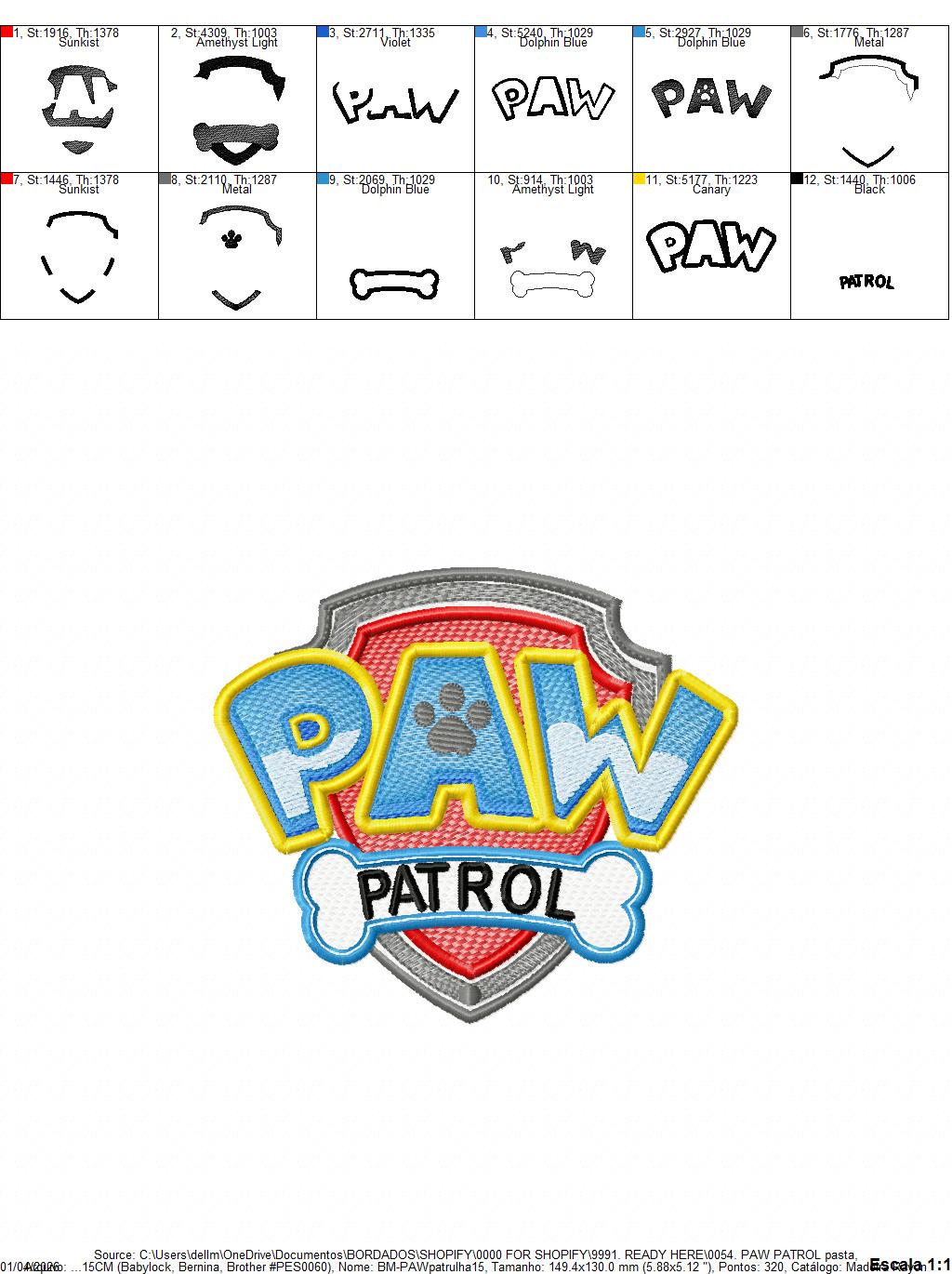 Paw Patrol embroidery designs - Paw Patrol Logo machine embroidery patterns - Baby Girl Boy file - Instant digital download pes jef dst exp hus vp3 - Zuma Chase Rubble Skye Marshall Everest Ryder Rocky - Marcia Embroidery