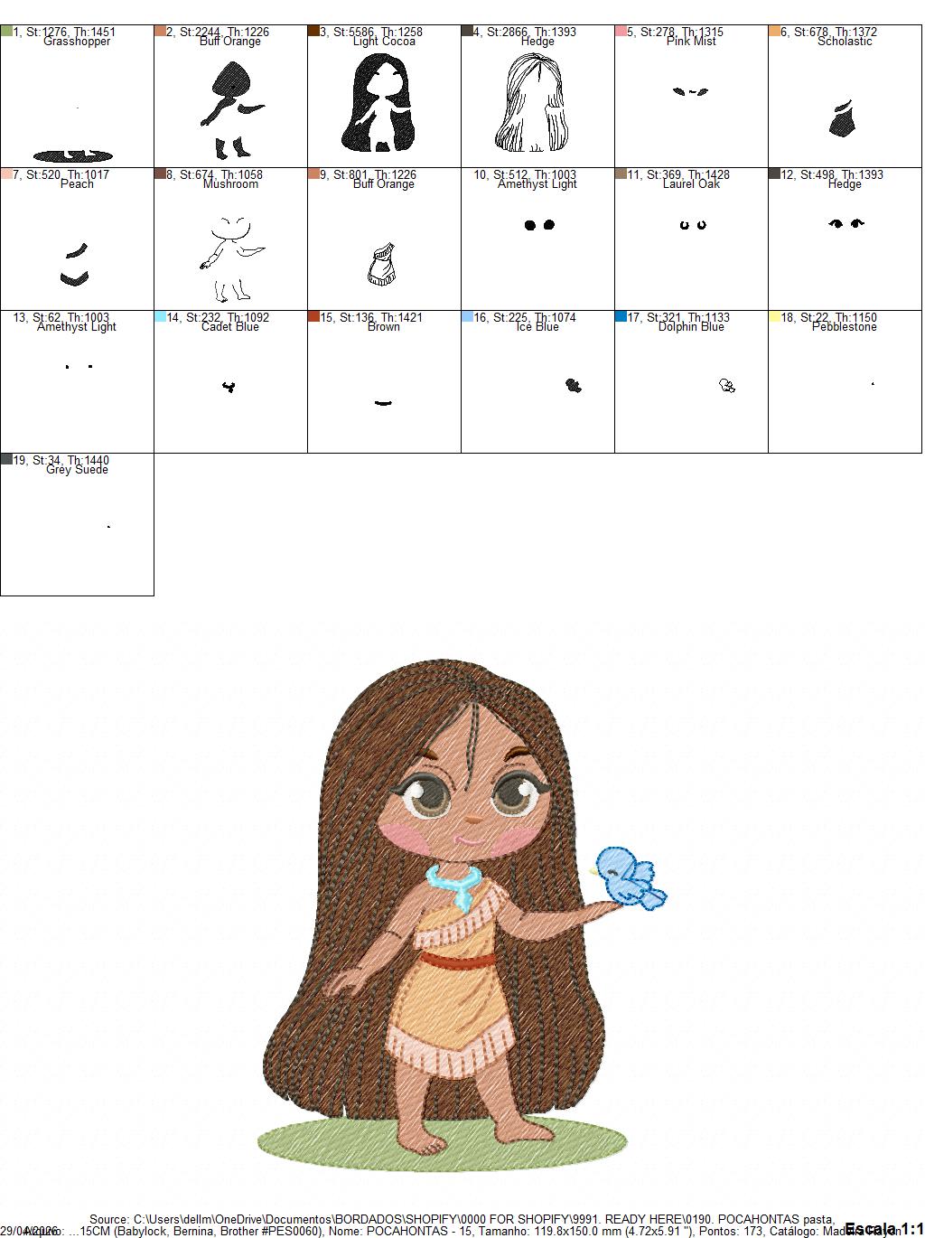 Pocahontas embroidery design - Disney Princess machine embroidery patterns - Instant digital download (Copy) Marcia Embroidery