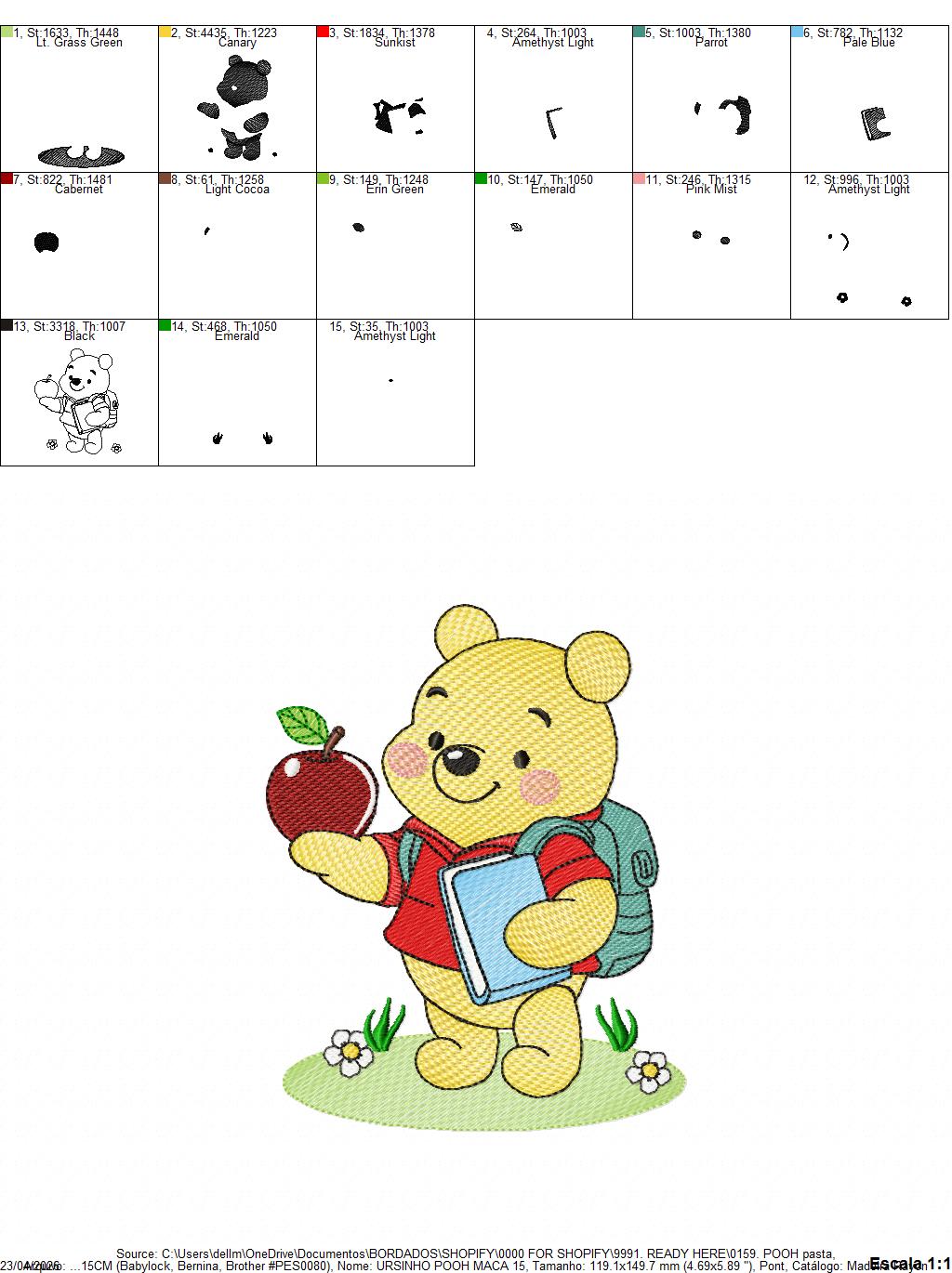 Winnie the Pooh embroidery design - Winnie the Pooh Bear Cartoon machine embroidery pattern - Baby boy and girl file - Instant digital download pes jef (Copy) Marcia Embroidery