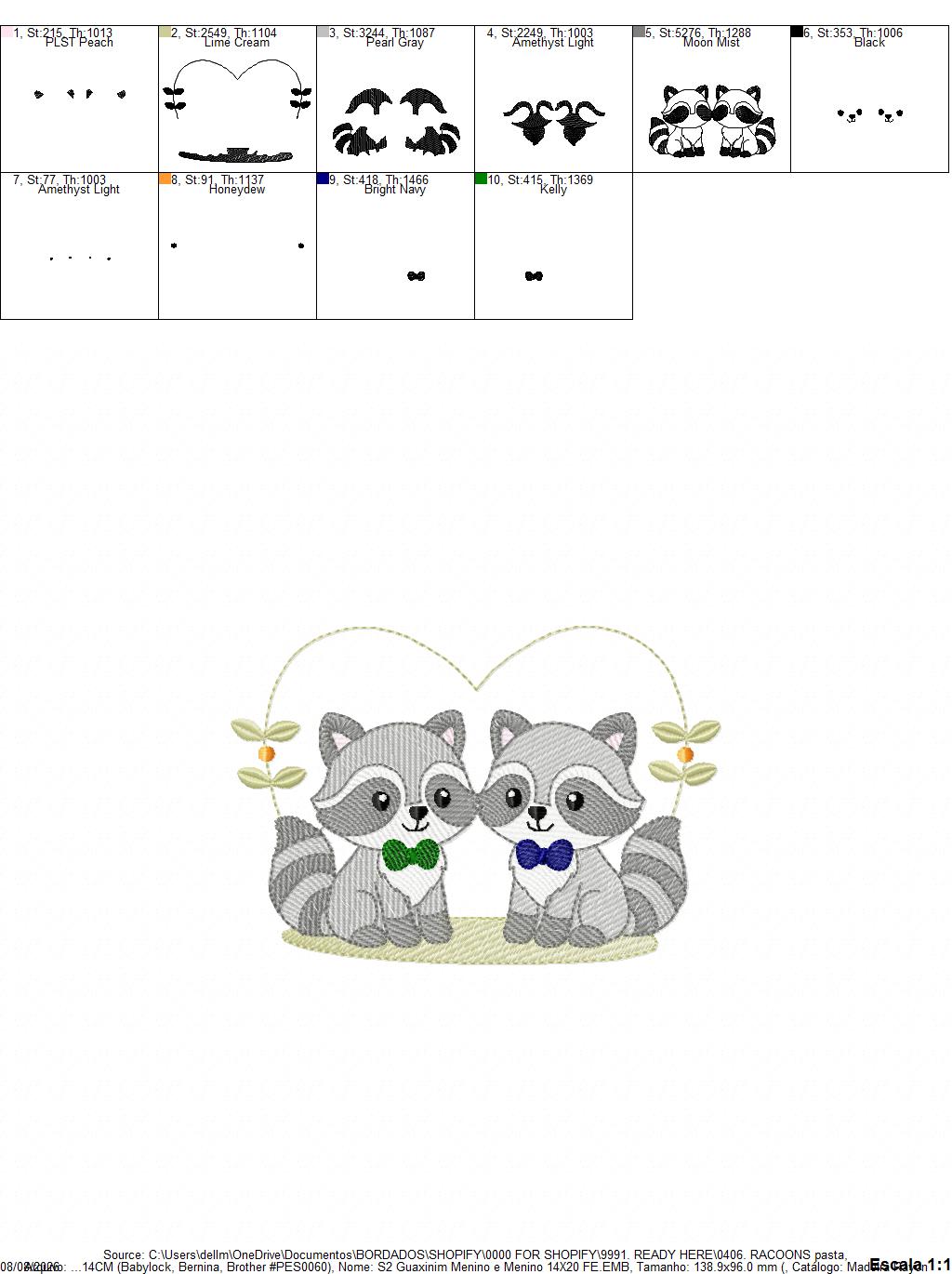 Boys Racoons embroidery designs - Woodland Forest Animal embroidery design machine embroidery pattern - Raccoon Brothers - Instant download (Copy)
