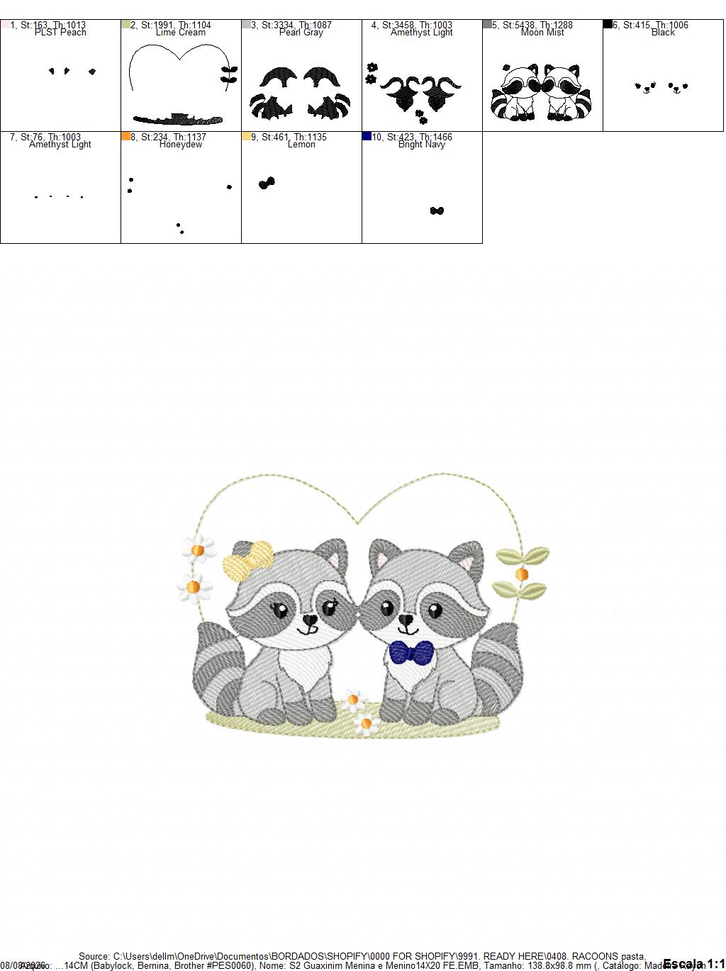Boy and Girl Racoons embroidery designs - Brother and Sister Woodland Forest Animal machine embroidery pattern - Raccoon with mushrooms - Instant download