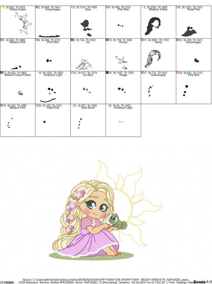 Rapunzel embroidery design - Disney Princess machine embroidery patterns - Baby Girl Princess design - Instant digital download (Copy) (Copy) Marcia Embroidery