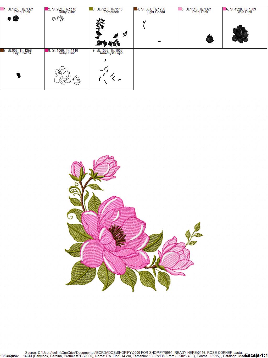Rose Corner embroidery designs - Flower embroidery design machine embroidery pattern - Monogram Frame embroidery file - instant download pes (Copy) Marcia Embroidery