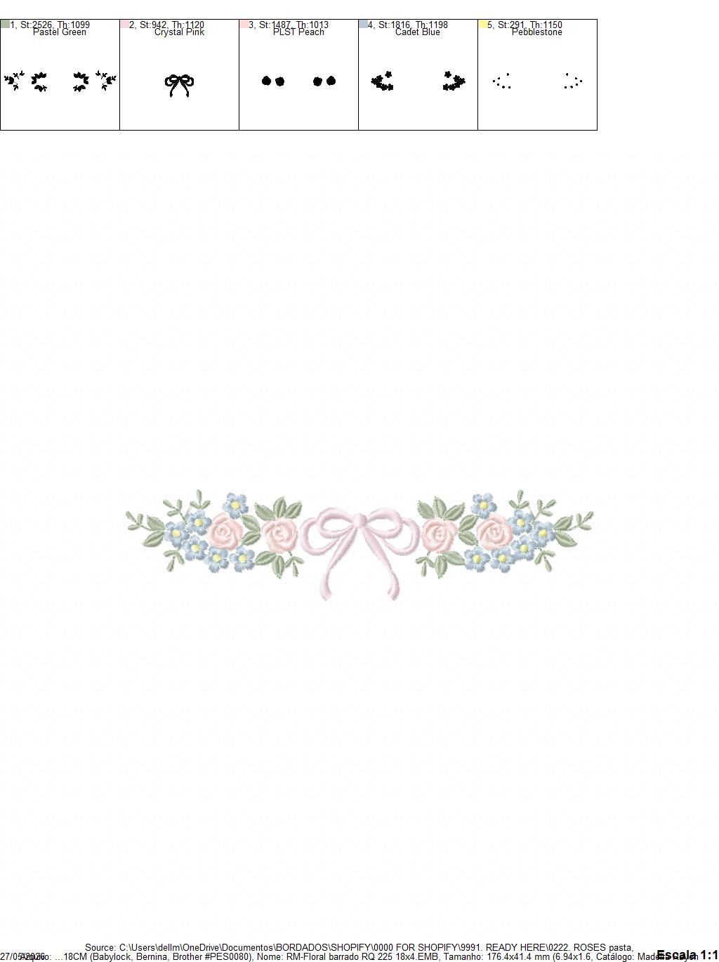 Monogram Floral Frame embroidery design - Roses  and Flowers Frame machine embroidery pattern - Floral wreath garland file - Instant download pes jef (Copy) Marcia Embroidery