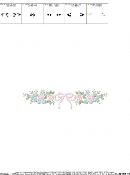 Monogram Floral Frame embroidery design - Roses  and Flowers Frame machine embroidery pattern - Floral wreath garland file - Instant download pes jef (Copy) Marcia Embroidery