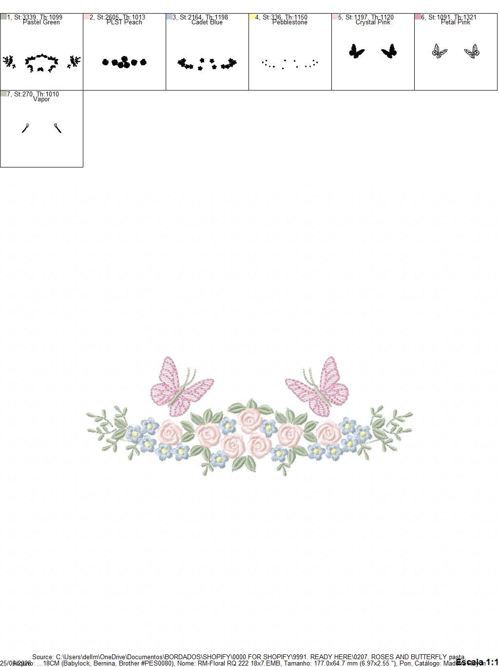 Divider with Flowers and Butterflies embroidery designs - Roses with butterfly embroidery machine embroidery pattern - Floral Kitchen towel - instant download Marcia Embroidery