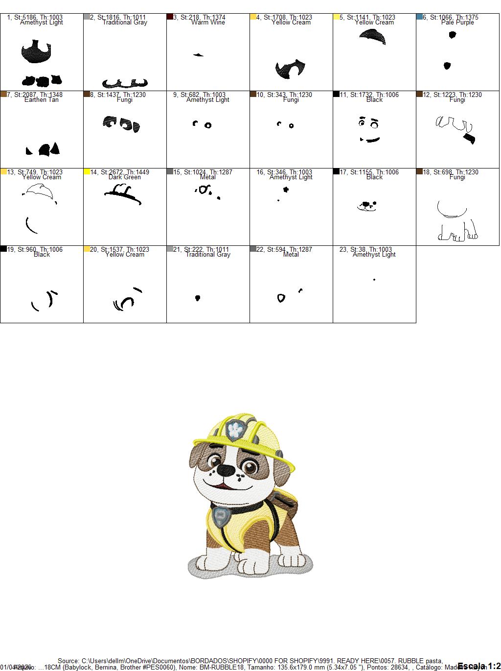 Paw Patrol embroidery designs - Dog Rubble machine embroidery patterns - Baby Girl Boy file - Instant digital download pes jef dst exp hus vp3 - Zuma Chase Rubble Skye Marshall Everest Ryder Rocky - Marcia Embroidery