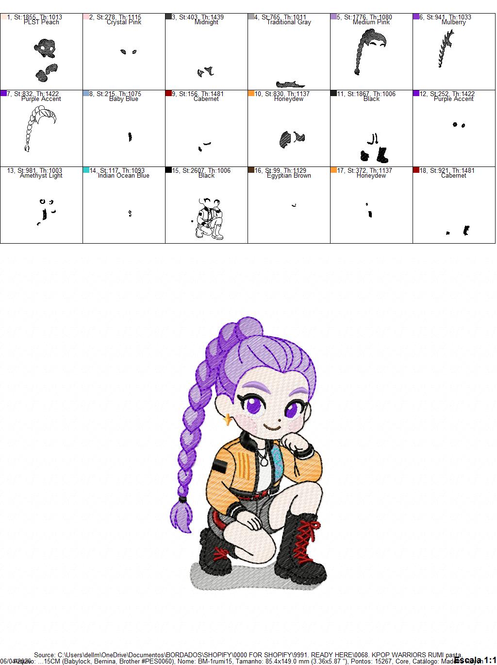 Rumi KPop Demon Hunters embroidery design - Kpop Warriors machine embroidery patterns - Baby girl file - Instant digital download (Copy) Marcia Embroidery