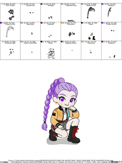 Rumi KPop Demon Hunters embroidery design - Kpop Warriors machine embroidery patterns - Baby girl file - Instant digital download (Copy) Marcia Embroidery