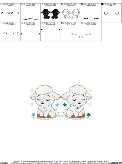 Sheep embroidery design - Farm Animal Lamb machine embroidery pattern - Newborn Baby Girl file - Instant digital download pes jef dst