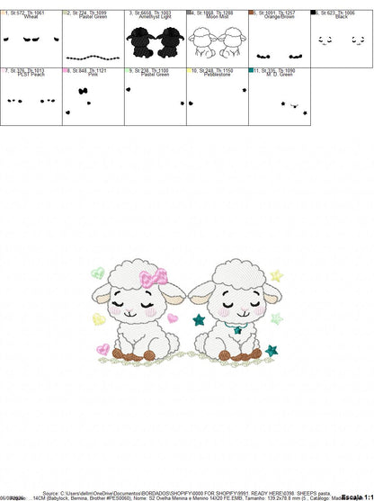 Sheep embroidery design - Farm Animal Lamb machine embroidery pattern - Newborn Baby Girl file - Instant digital download pes jef dst
